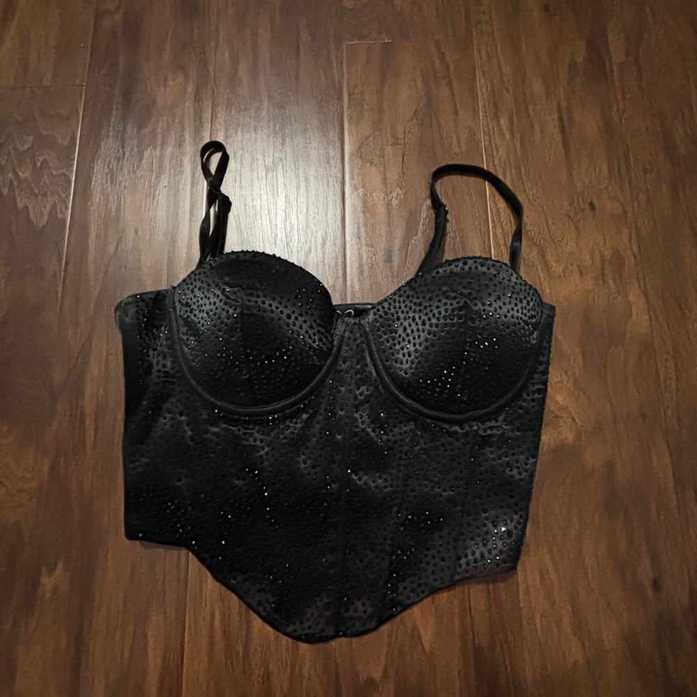 Windsor Black Satin Bustier